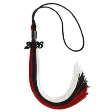 Endea Graduation Black/Red/White Graduation Tassel with Black Date Drop