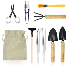 Bonsai Set 10 PCS-Mini Gardening Tools Kit for Indoor Outdoor Bonzai Include ...