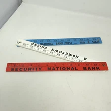 Tri Fold Yardstick Red White Blue Ruler Security National Bank Kansas City Vtg