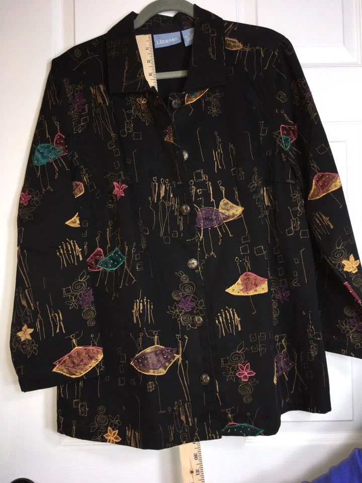 Liz & Me Jacket Colorful Embroidered, Embossed Accents,also Beaded.  Size- 0X - Image 2 of 4
