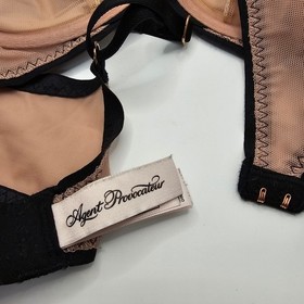 Agent Provocateur Joan Balconette Underwire Bra Sheer Nude Black 36B Luxury