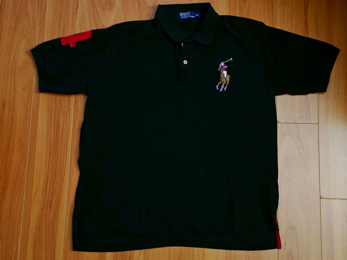 Ralph Lauren Polo 90s Y2K XL Black Embroidered Multicolor Big Pony