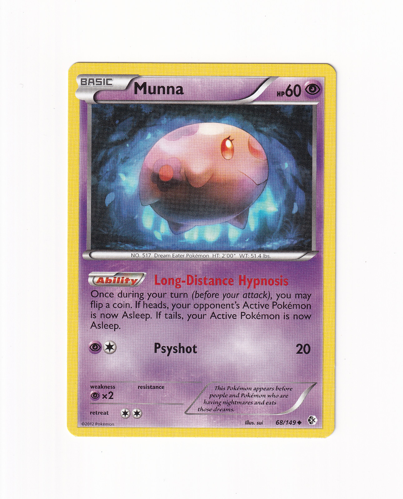 Munna 68/149 Boundaries Crossed Regular Non Holo Pokemon Moderately Played MP