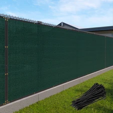 16' Green Fence Privacy Screen Commercial 95% Blockage Mesh Fabric With Gromment