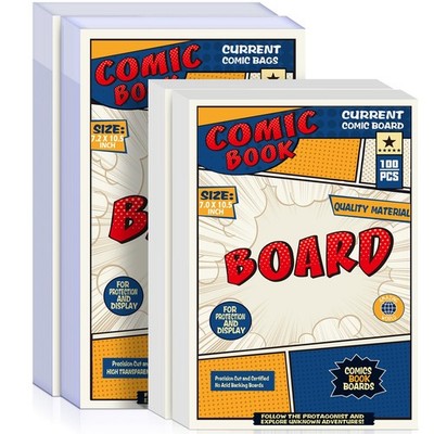 200 Count Comic Book Current Size Bags and Boards Transparent Acid-Free and R...