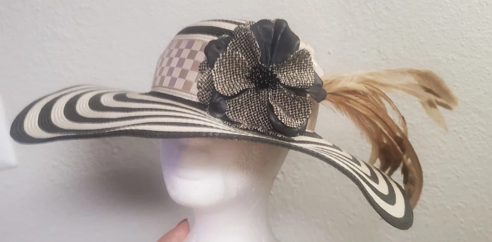 Fleur de Paris 定制宽边德比帽 Nicole LeBlanc Zeeble 签名 复古 二手状况完好 — 第 2/4 张图片