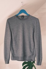Hugo Boss Men's Grey Wool Knitted Jumper Sweater Size S
