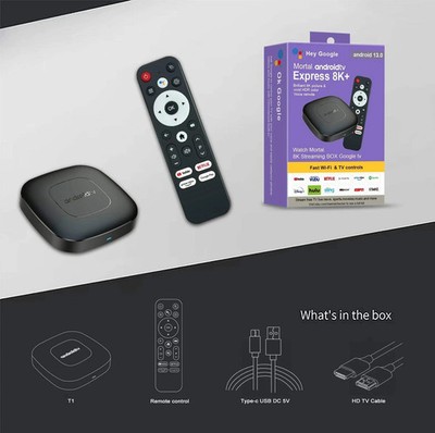 New Smart TV Box Streaming Media Player Global Edition Mortal T1 Bluetooth Wi-Fi