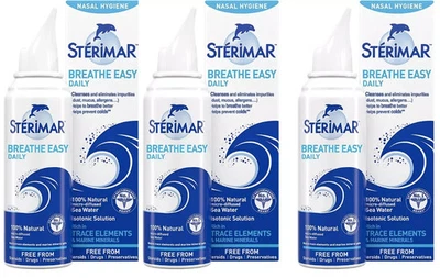 BRANDED Sterimar Breathe Easy Daily Nasal Hygiene Isotonic Solution Spray - 100ml X 3