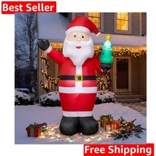 8FT Christmas Inflatable Santa, LED-lit Outdoor Blow up Santa Claus Decoratio...
