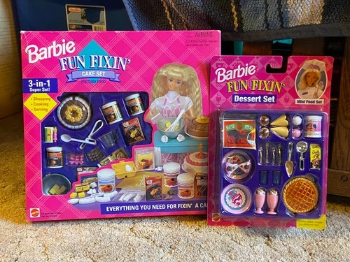Lot of 2: Vintage Mattel Barbie FUN FIXIN' CAKE & DESSERT SETS 67431 67682 NRFB