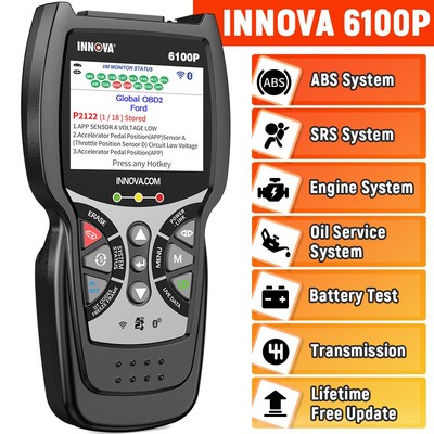 INNOVA 6100p OBD2 Scanner ABS SRS Oil Battery 4 Systems Diagnostic Code Reader 