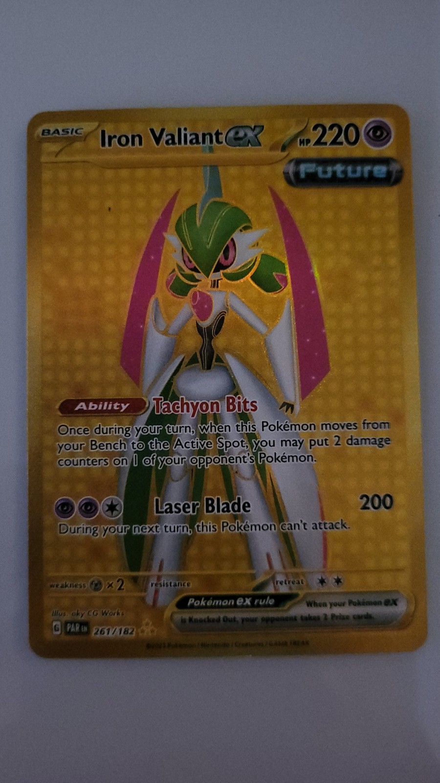 Pokémon TCG Iron Valiant EX Paradox Rift 261/182 Gold Hyper Rare Full Art NM