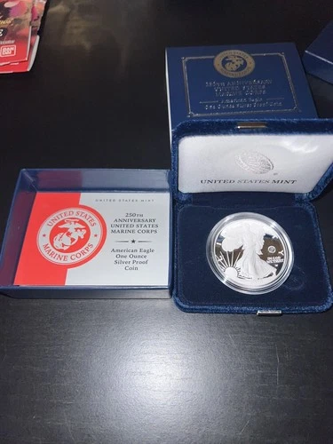 250th Anniversary Marine Corps American Eagle One oz Silver Proof Coin IN HAND