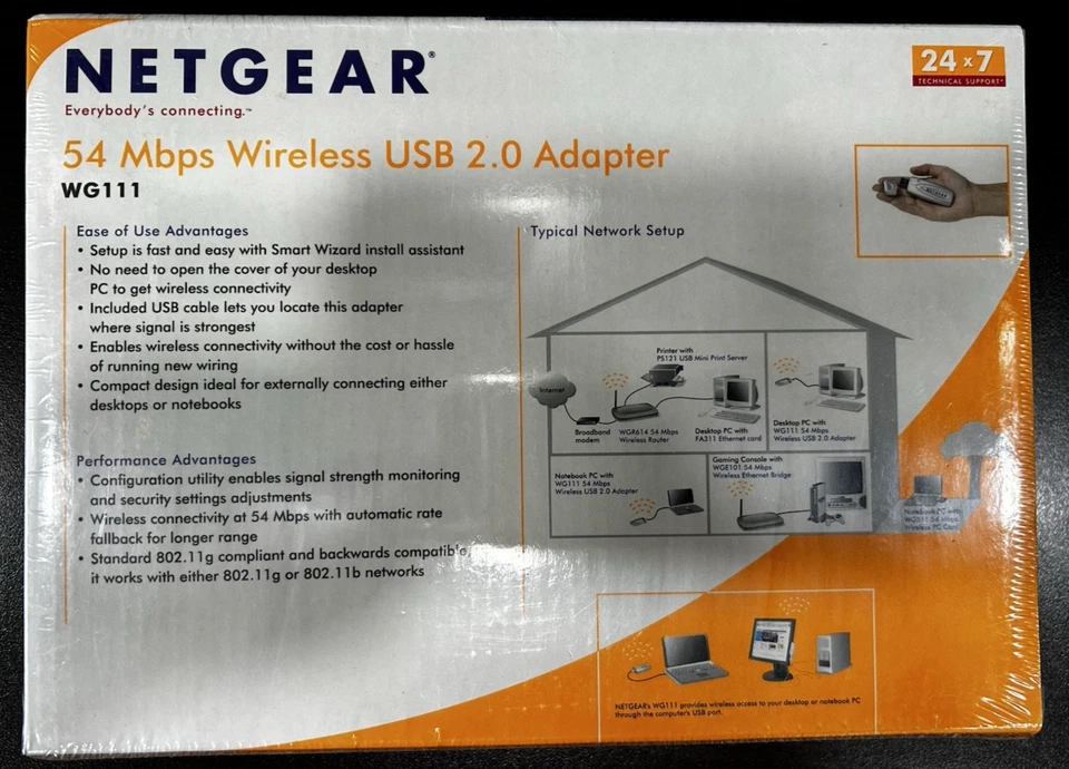 NETGEAR 54 Mbps Wireless USB 2.0 Adapter WG111 2.4 GHz 802 11 - Image 2 of 4