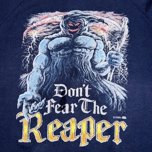 Original Vintage 1989 Don’t Fear The Reaper Sweat Shirt Halloween Music USA LG - Picture 3 of 7