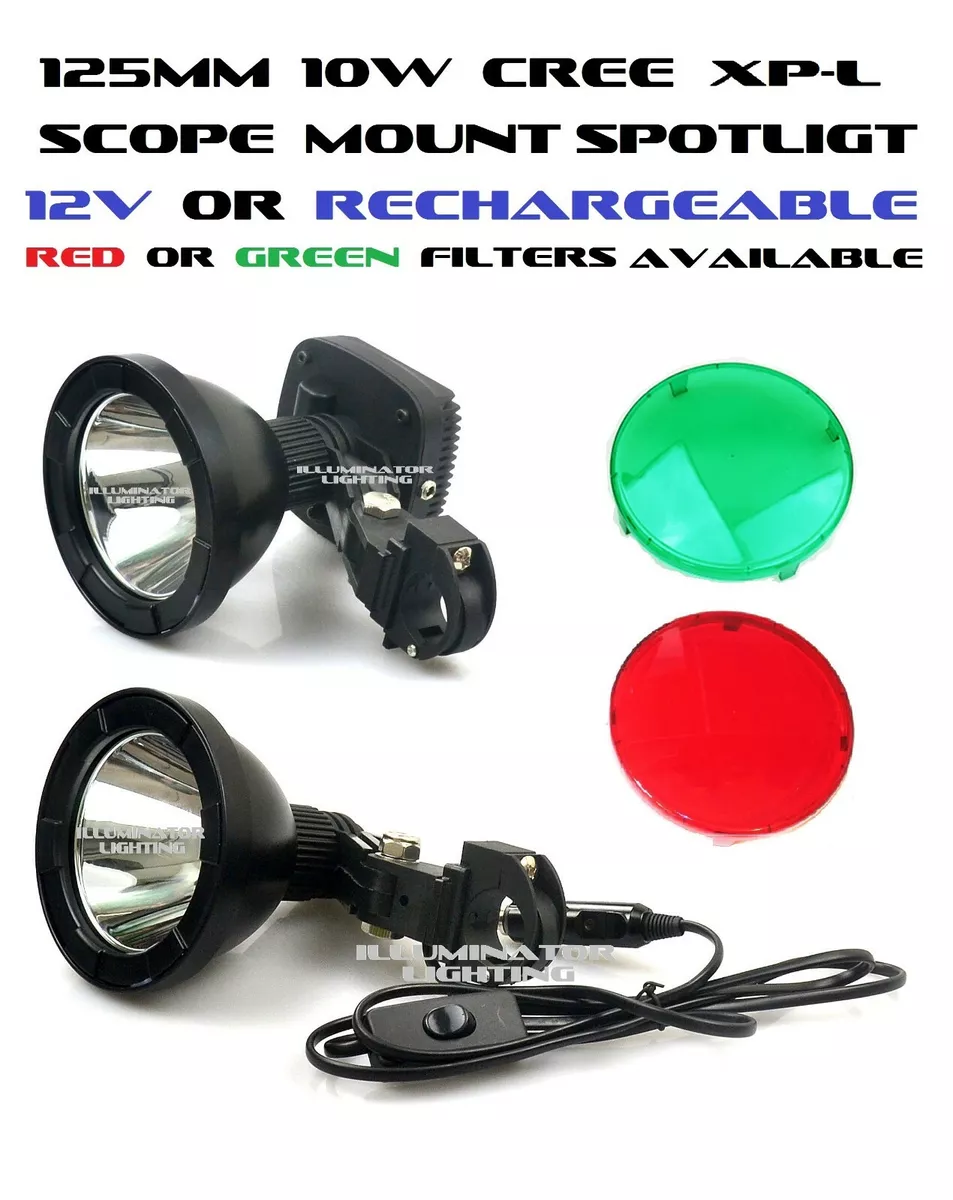 Rechargeable OR 12v CREE LED 10W XP L HI Scope Mount Spotlight 125mm Hunting