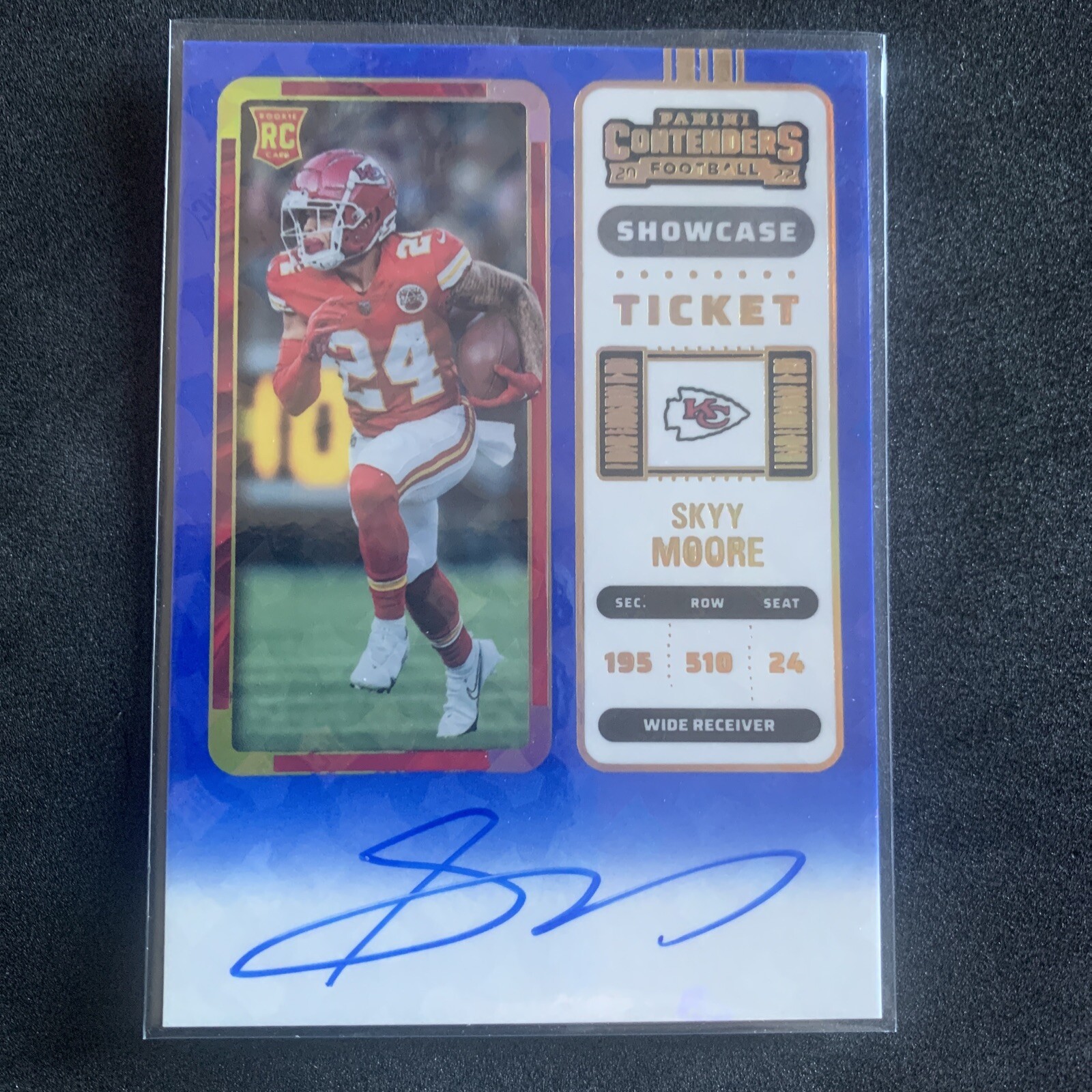 2022 Contenders Skyy Moore #134 Showcase Blue Ticket Auto RC Rookie Card SP Sky