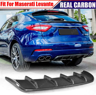 For Maserati Levante SUV 2016-2022 REAL CARBON Rear Bumper Diffuser Lip Spoiler