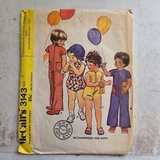 Vtg McCalls Pattern 3143 Unisex Romper Jumpsuit Full Zip Top Childs 2 CUT 1972