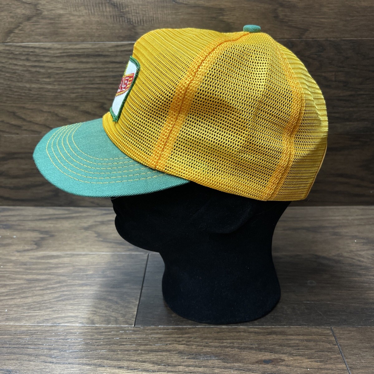 Vintage Dekalb Corn Seed Mesh Trucker Hat K-Brand Yellow Snapback