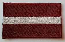 LATVIA FLAG PATCH Embroidered Badge 3.8cm x 6cm Baltic States Latvijas Republika