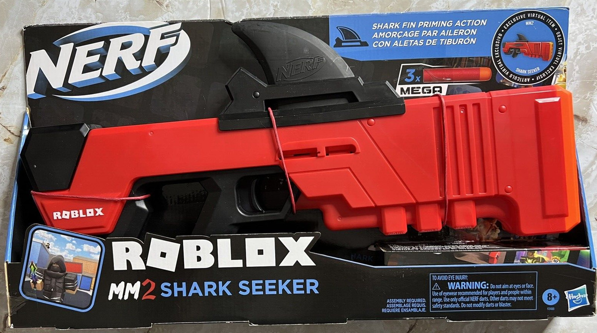 Nerf Roblox MM2: Shark Seeker Dart Blaster, Includes 3 Nerf Mega Darts 