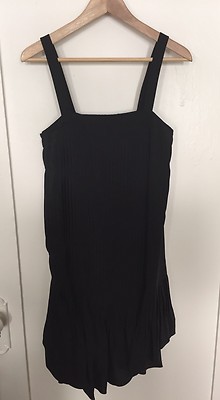 tibi black pleated dress