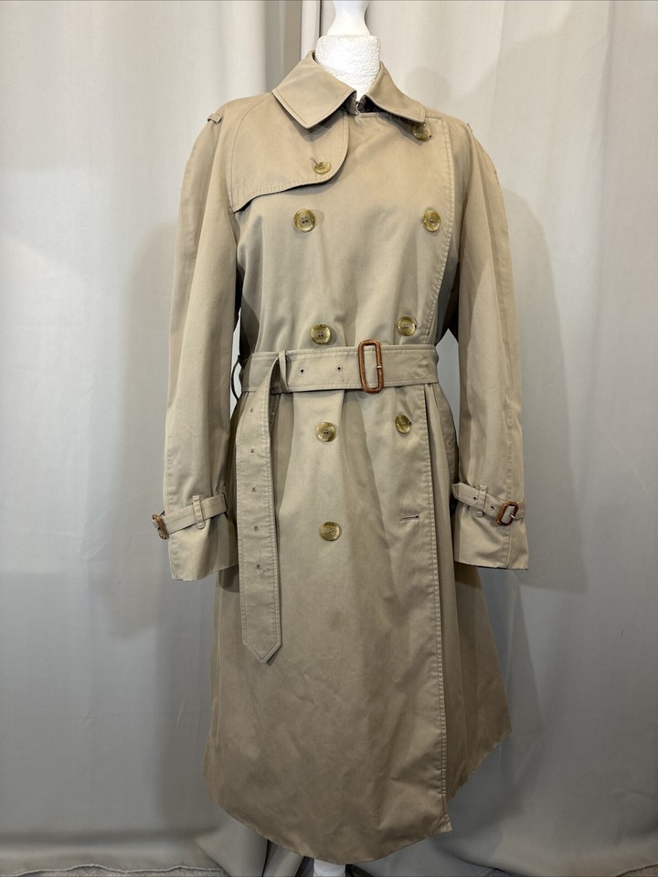 Burberry Vintage Stone Khaki Haymarket House Check Oversized Trench Mac