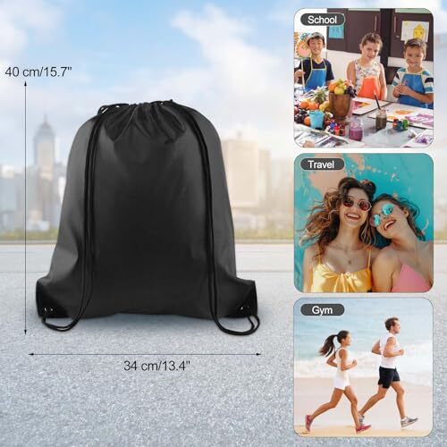 ★EMS★ STRING DAY BACKPACKBLACK Pcs Drawstring Backpack Bags Sports Cinch Sack String