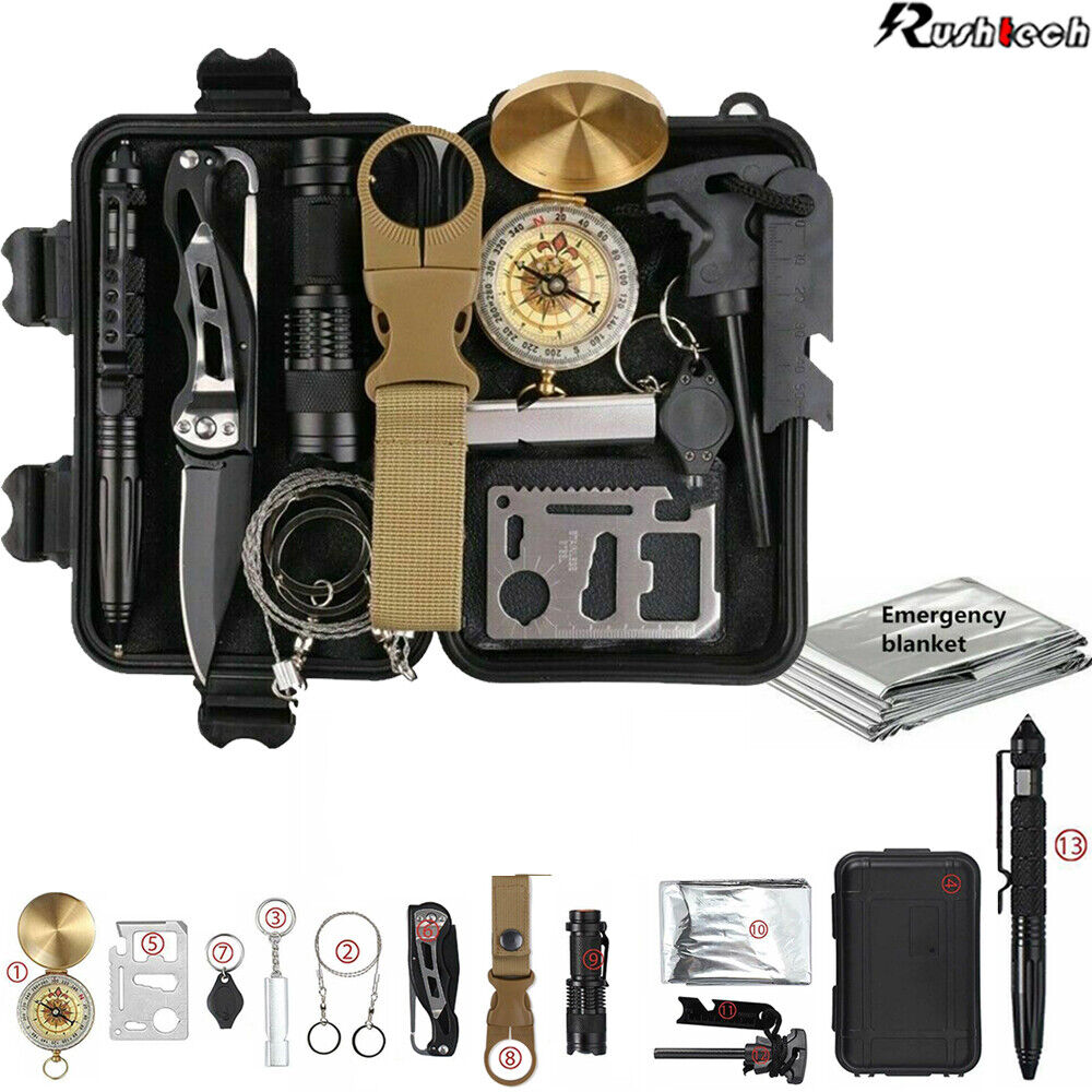 13-In-1 Outdoor Emergency Survival Kit Camping Hiking Tactical