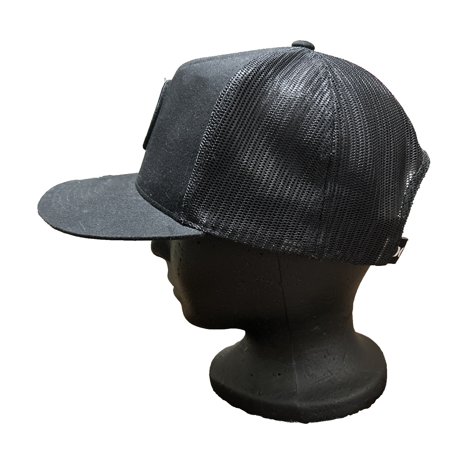 Hurley Icon Solid Flat Trucker Hat Snapback Black… - image 2