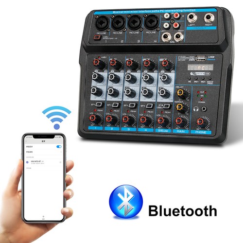 6 Channel Mixer Studio Audio Live Sound Mixing Console Amplifier Bluetooth USB - Picture 8 of 12