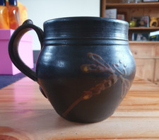 Vintage Elsa Benattar Art Pottery Dragonfly Design Coffee Cup Mug