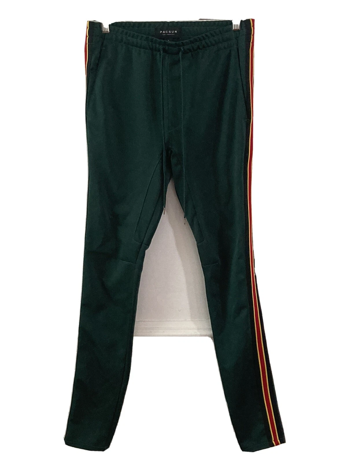 PACSUN Men's Drop Skinny 2.0 Tricot Side Stripe Green Track Pants Small j263