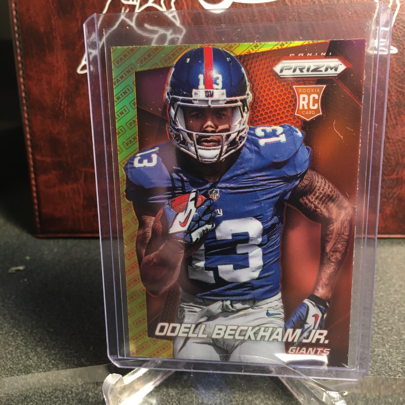 Odell Beckham Jr 2014 Panini Prizm RC Panini Logo Prizm Red & Yellow Refractor