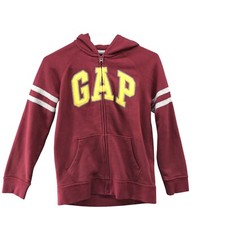 Gap Kids Boys Size L 10 Zip Hoodie Burgundy Logo Rugby Varsity Sweatshirt