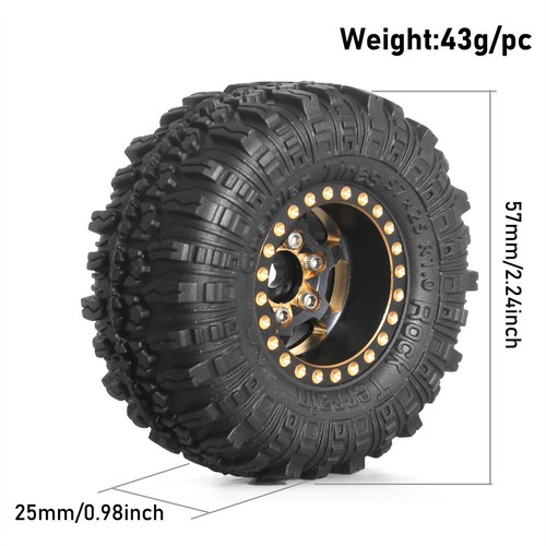 4PCS 1.0 Brass Rubber Wheels Tires for 1/18 TRX4M 1/24 Axial SCX24 Upgrade Parts - Picture 9 of 9