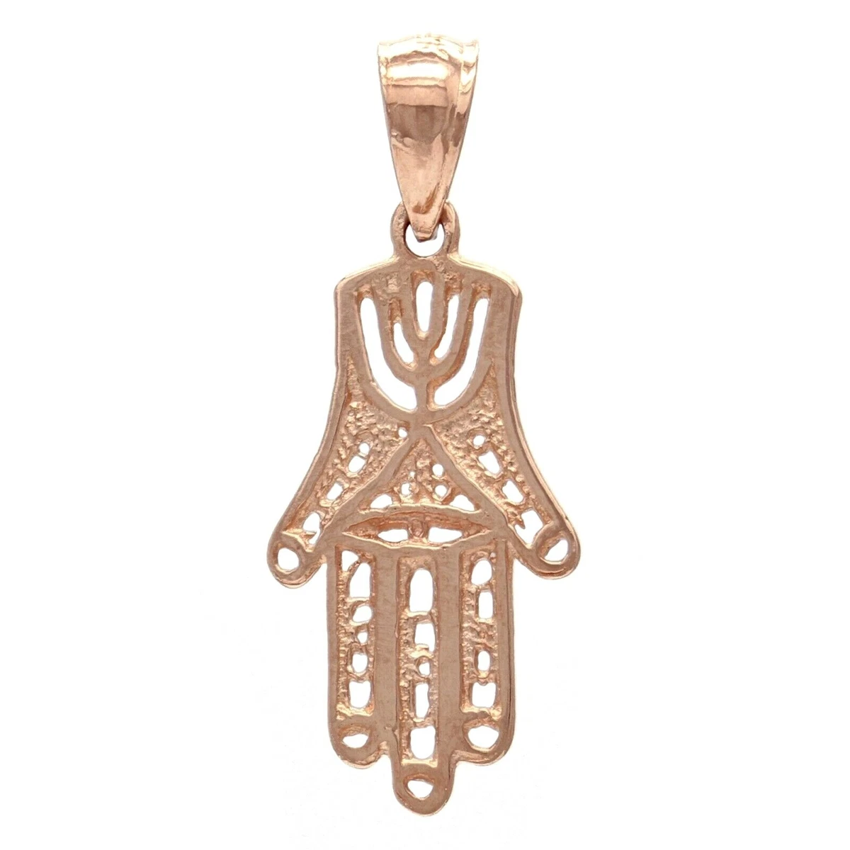Hamsa & Rosenquarz! Zarte Halskette 925 Silber Vergoldet Mit Hamsa-Anhänger