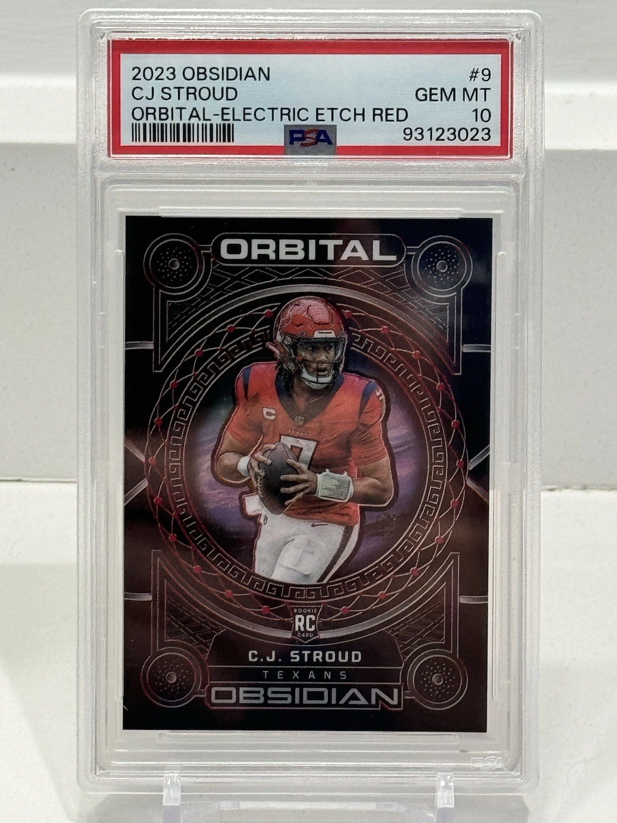 CJ Stroud Panini Obsidian Orbital #9 Electric Etch Red