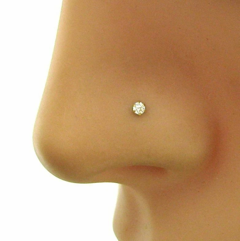 Anillo de nariz de 4 mm circonita cúbica indio Nath tornillo enchapado en oro 22k nariz oreja pin regalo de San Valentín Foto 2 de 3