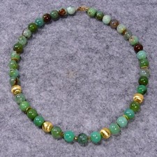 Chrysopras Halskette, 925er Silber, Edelsteinhalskette (K1271), Edelsteinkette