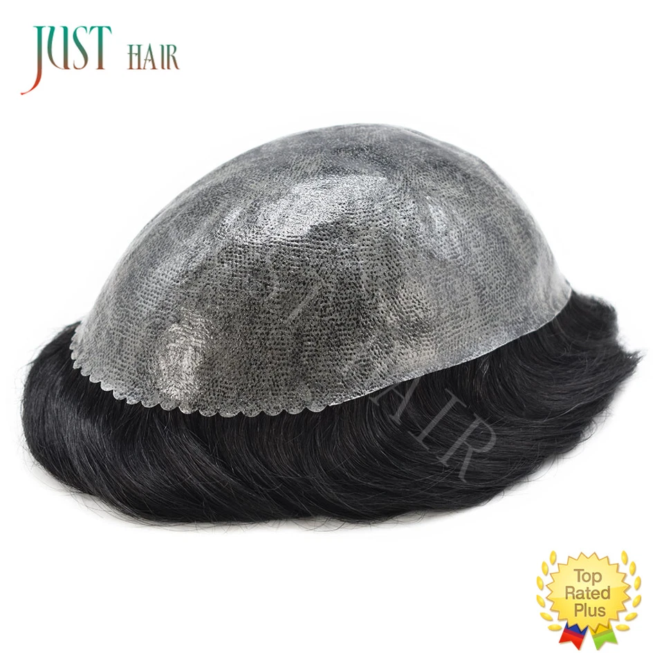 Mens Human Hair Replacement System Injection Skin Men Toupee Wig Hairpieces US - Image 2 of 4