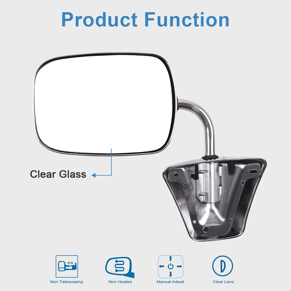 Chrome Manual Side View Mirrors Pair Set For 1973-1986 Chevy GMC Truck - Imagem 2 de 4