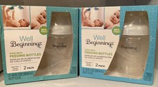 Lot Well Beginnings Feeding Baby Bottles 2 Pack Wide Neck 9 Oz Slow Flow 4 Total