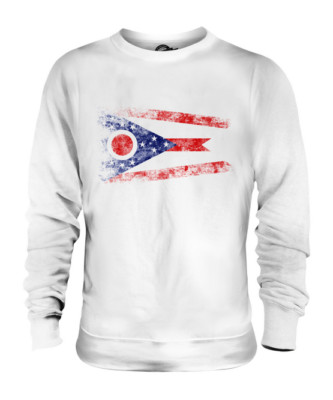 OHIO STATE DISTRESSED FLAG UNISEX PULLOVER OBERTEIL OHIOAN SHIRT JERSEY GESCHENK