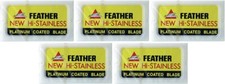 50X Feather Double Edge Razor Blades Platinum Coated Hi-Stainless Steel Japan Ma