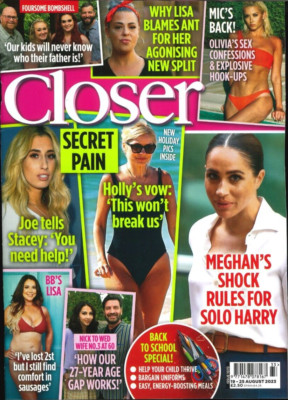 Closer Magazine Lisa, Joe & Stacey, Meghan Markle & Prince Harry, 19.8.23