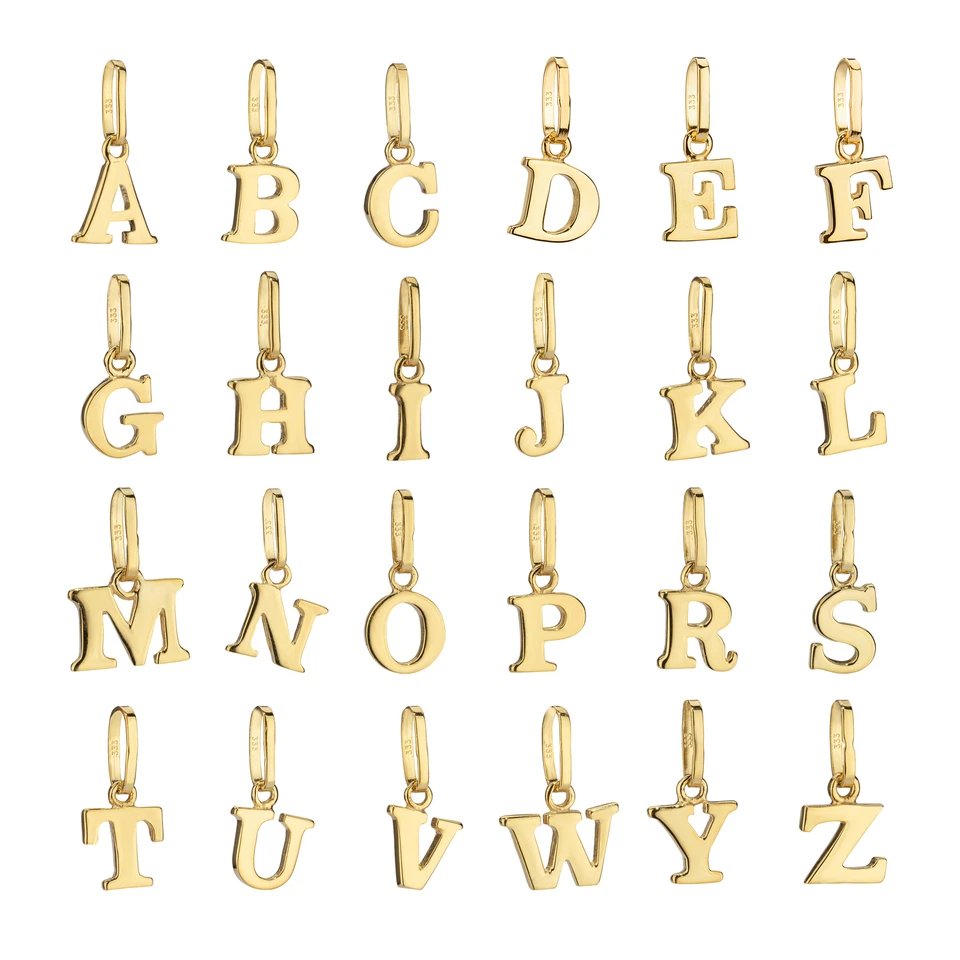 NKLAUS Collana ciondolo lettera piccola oro giallo 333 alfabeto amuleto bambini talismano