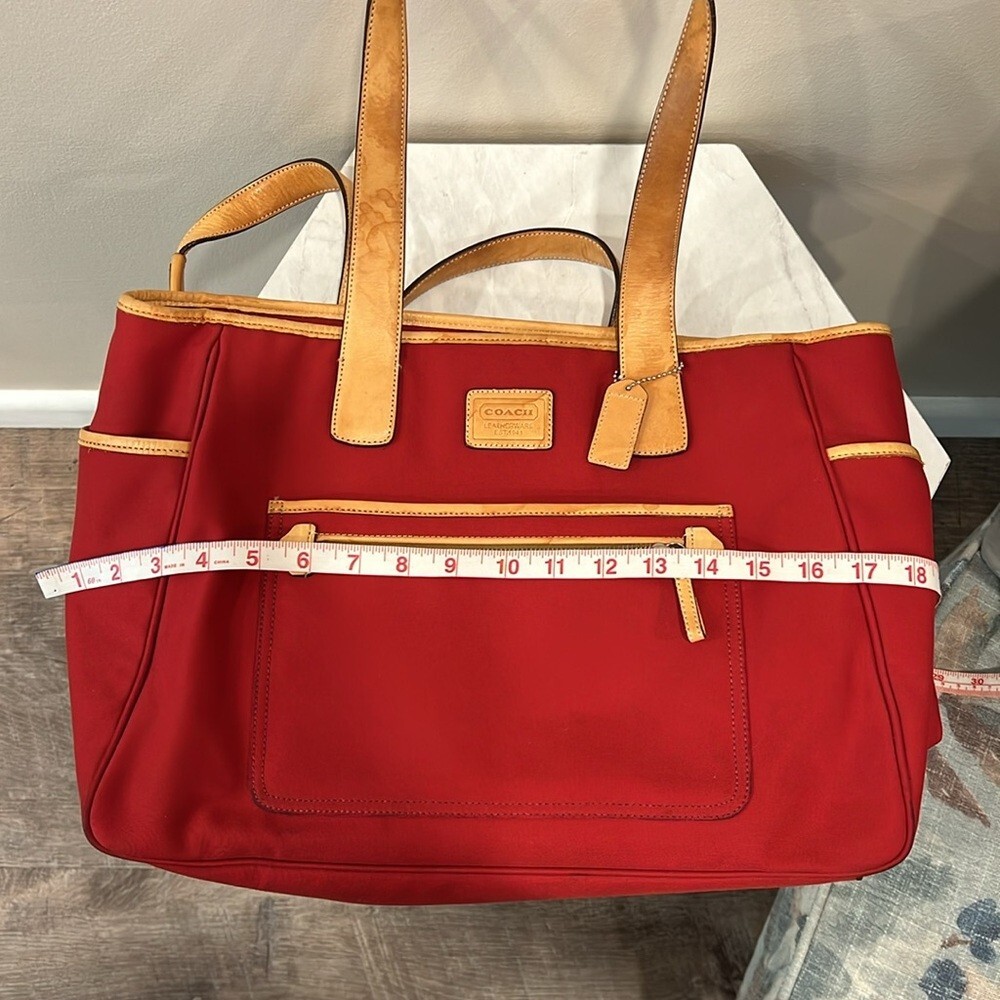 Coach Red and Tan Totes  Diaper Bag with Gold Hardware image 7